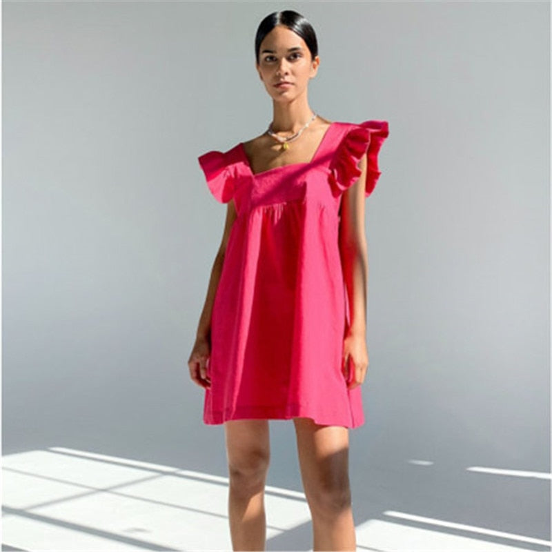 Casual Backless Butterfly Collared Mini Dress - Harvey's