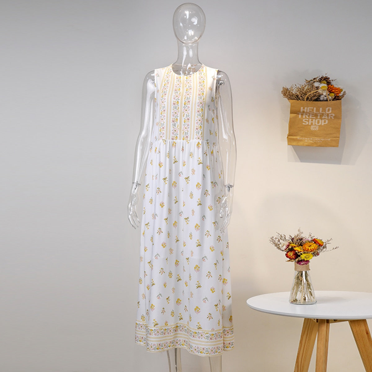 Sleeveless Floral Print Summer Women Dress - Harvey's