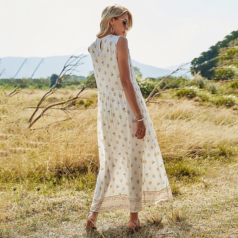 Sleeveless Floral Print Summer Women Dress - Harvey's