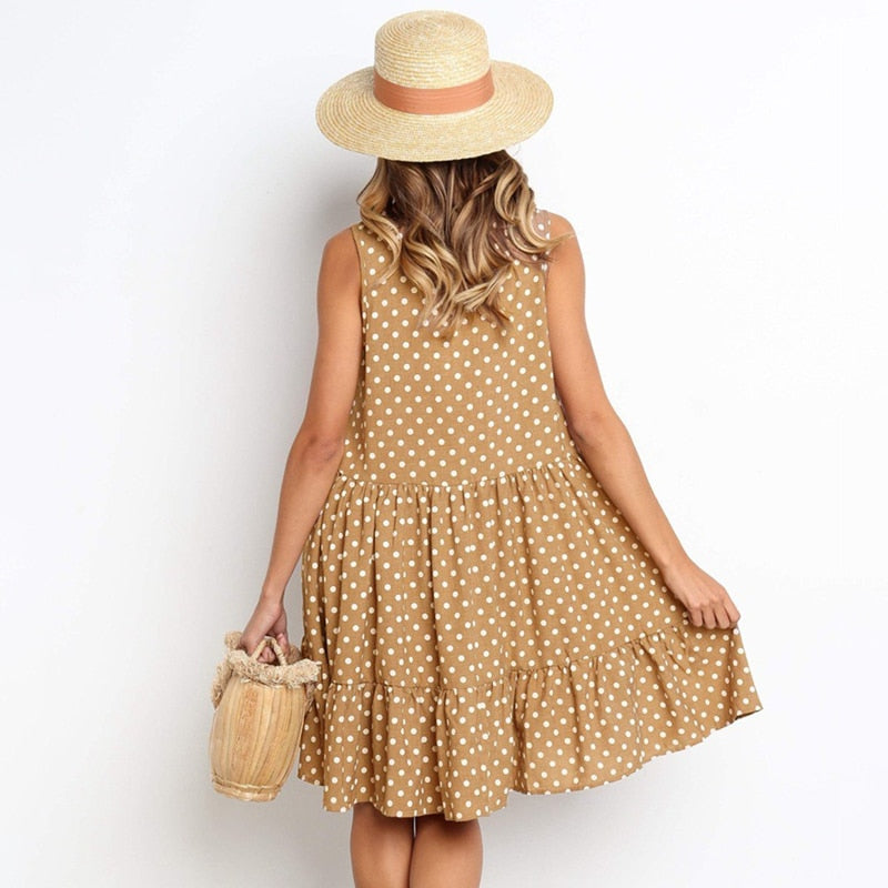 Polka Dot Sleeveless Beach Mini Dress - Harvey's