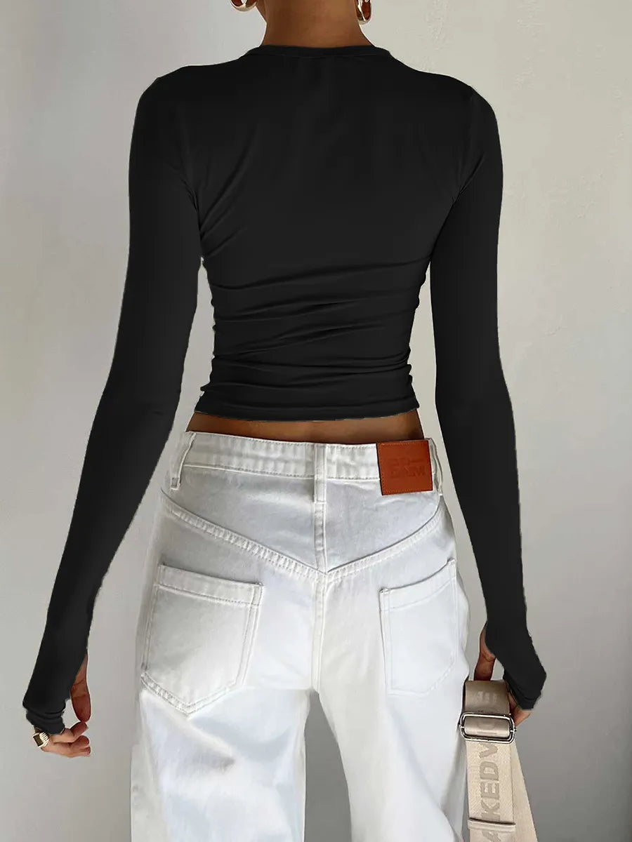 Long Sleeve Crop Top with Thumb Holes