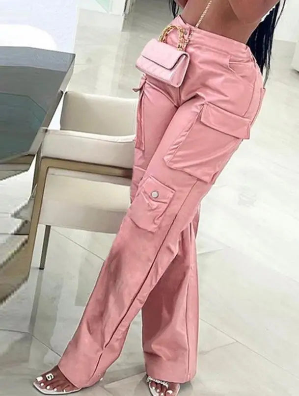 Womens Casual Straight Pocket Design Cargos