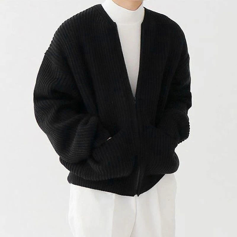 Mens Round Neck Cardigan Coat