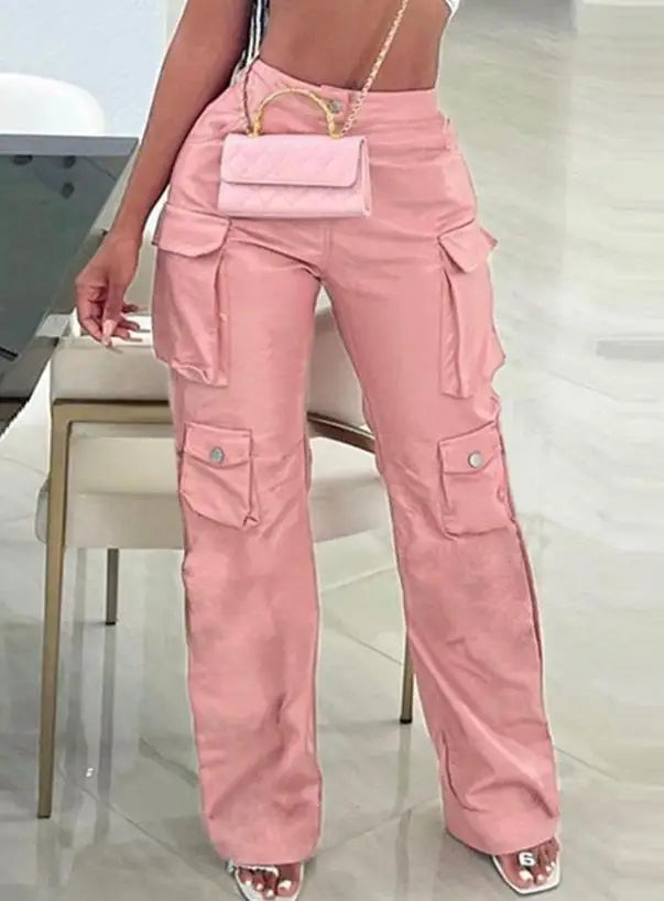 Womens Casual Straight Pocket Design Cargos