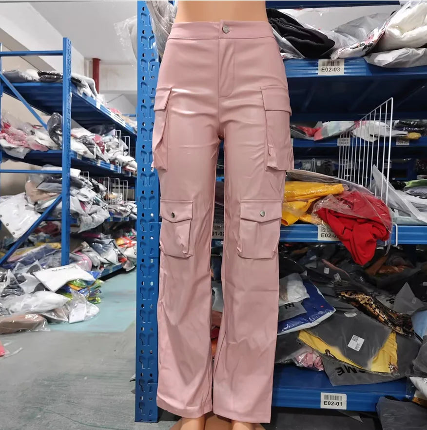Womens Casual Straight Pocket Design Cargos