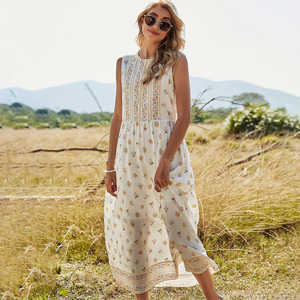 Sleeveless Floral Print Summer Women Dress - Harvey's