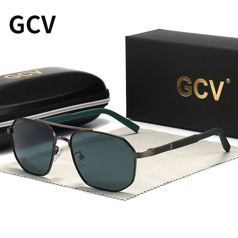 GCV Metal Frame Pilot Square Polarized Sunglasses - Harvey's