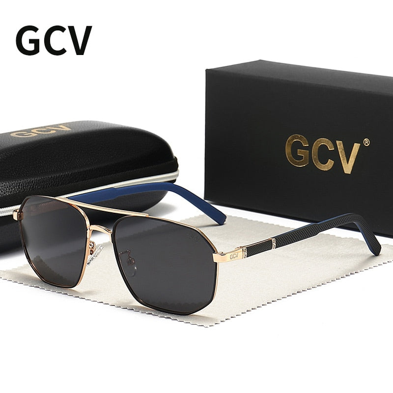 GCV Metal Frame Pilot Square Polarized Sunglasses - Harvey's