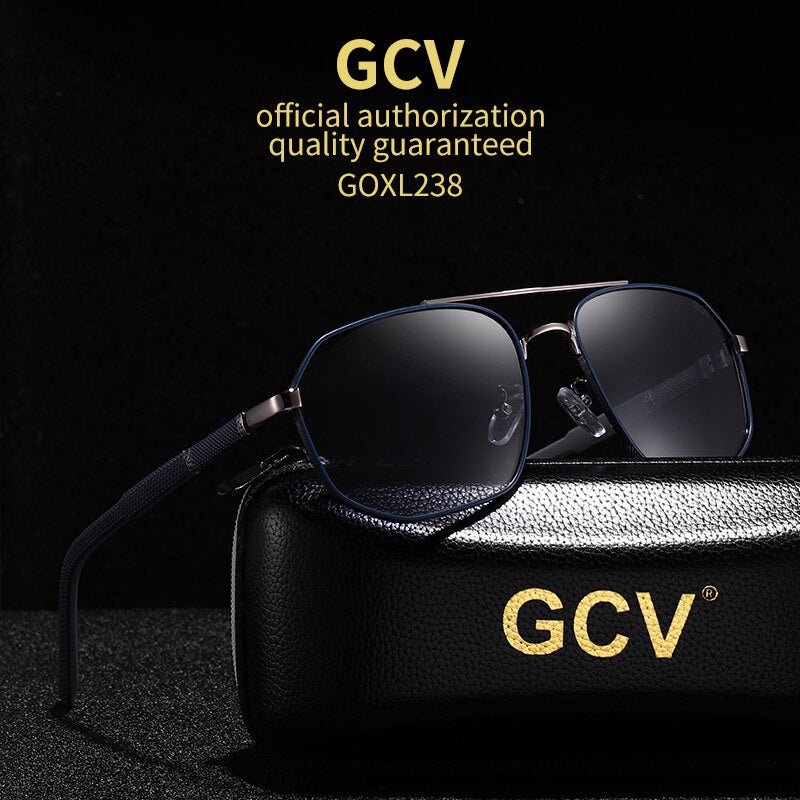 GCV Metal Frame Pilot Square Polarized Sunglasses - Harvey's