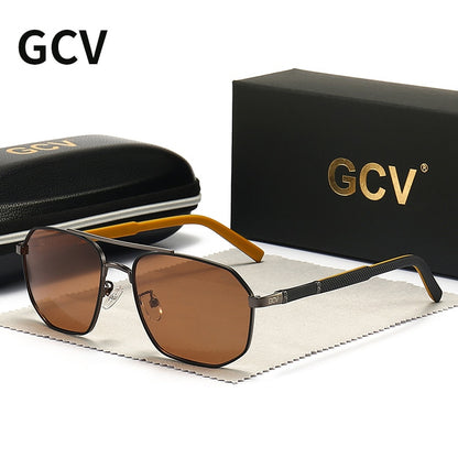 GCV Metal Frame Pilot Square Polarized Sunglasses - Harvey's