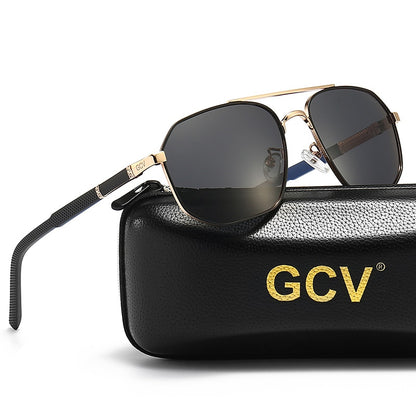 GCV Metal Frame Pilot Square Polarized Sunglasses - Harvey's