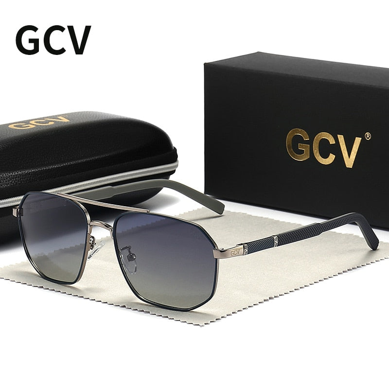 GCV Metal Frame Pilot Square Polarized Sunglasses - Harvey's