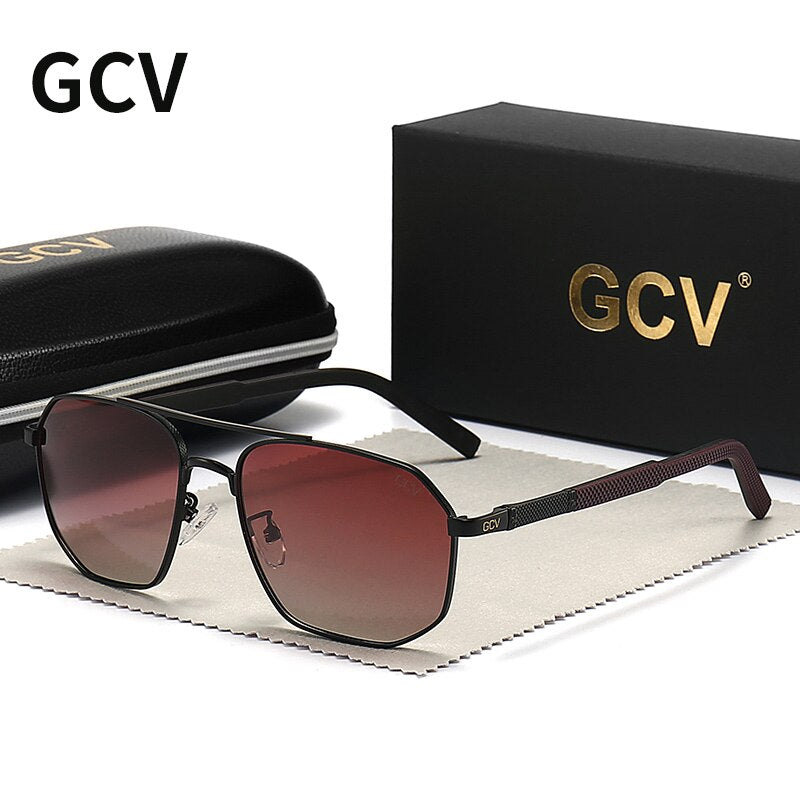 GCV Metal Frame Pilot Square Polarized Sunglasses - Harvey's