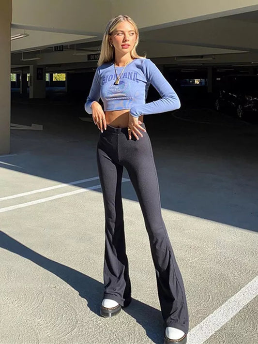 Womans Solid Black flares